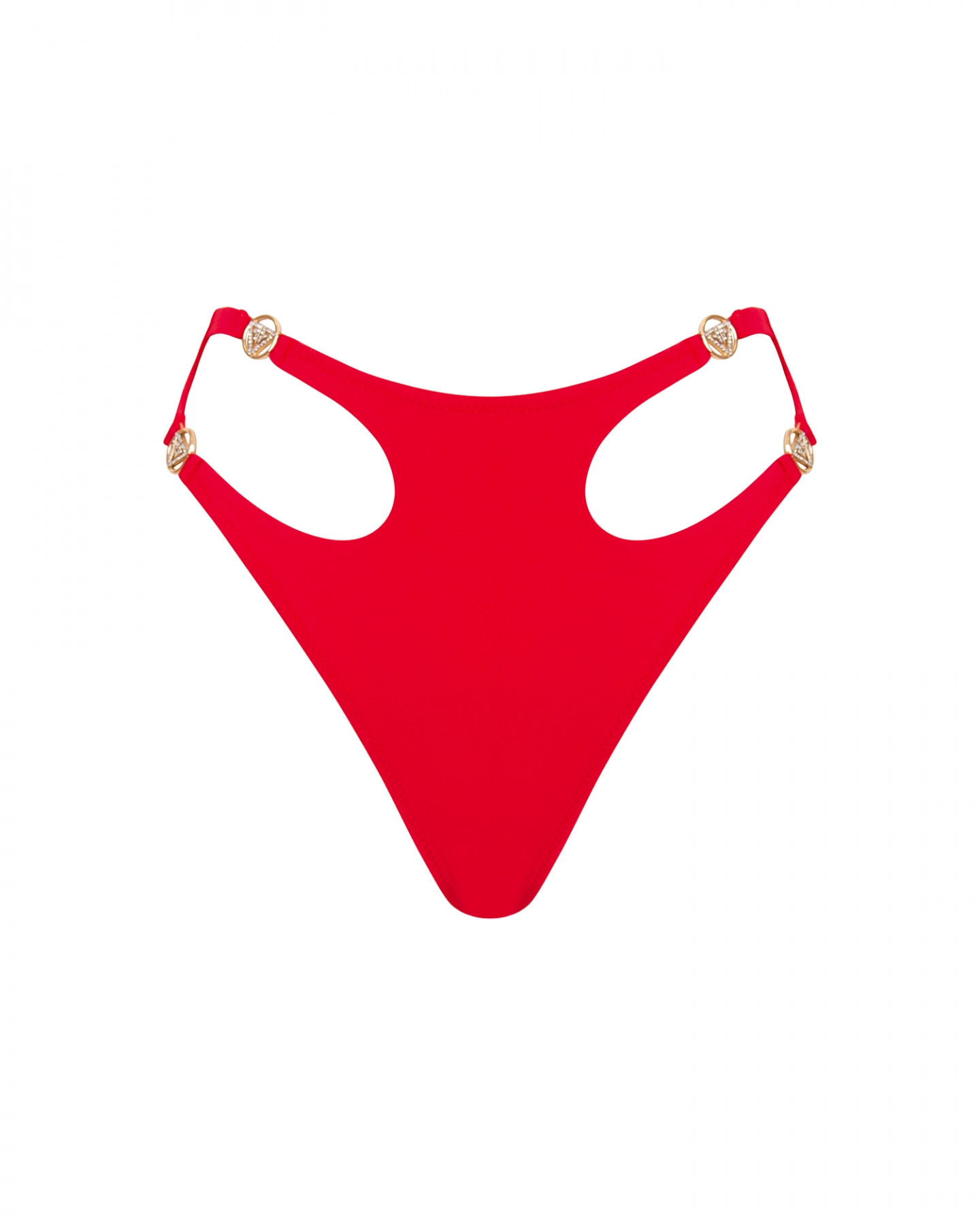 Red U Cut Out Thong High Rise Bikini Bottom Xs Vivien Vance